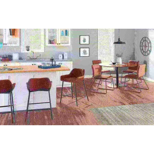 Lumisource Casper Chair in Black Metal and Espresso Faux Leather Fabric, PK 2 - CH-CASPER BKE2