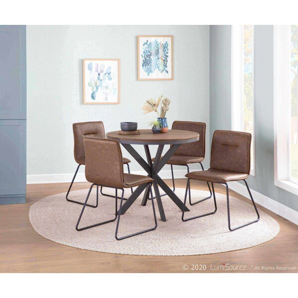 Lumisource Casper Chair in Black Metal and Espresso Faux Leather Fabric, PK 2 - CH-CASPER BKE2