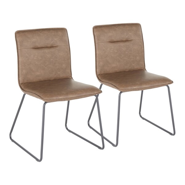 Lumisource Casper Chair in Black Metal and Espresso Faux Leather Fabric, PK 2 - CH-CASPER BKE2