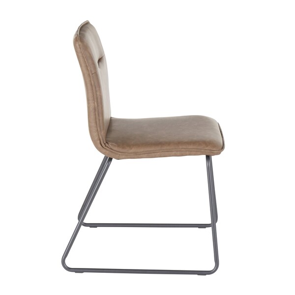 Lumisource Casper Chair in Black Metal and Espresso Faux Leather Fabric, PK 2 - CH-CASPER BKE2