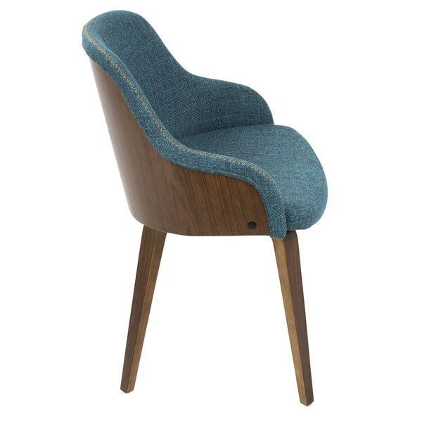 Lumisource Bacci Dining/ Accent Chair in Walnut Wood and Teal Fabric - CH-BCCI WL+TL