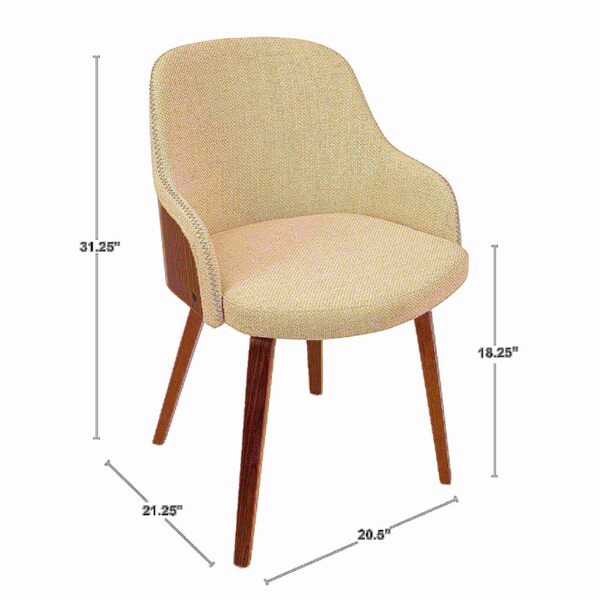 Lumisource Bacci Dining/ Accent Chair in Walnut Wood and Teal Fabric - CH-BCCI WL+TL