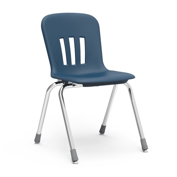 Virco Metaphor Series 18" Classroom Chair, 5th Grade - Adult with Nylon Glides - Navy Seat - N918