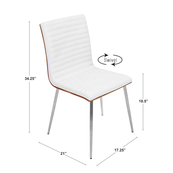 Lumisource Mason Chair in Stainless Steel, Walnut Wood, Grey Faux Leather, PK 2 - CH-MSNSWV WLGY2