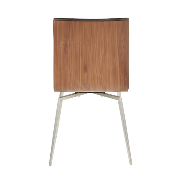 Lumisource Mason Chair in Stainless Steel, Walnut Wood, Black Faux Leather, PK 2 - CH-MSNSWV WLBK2