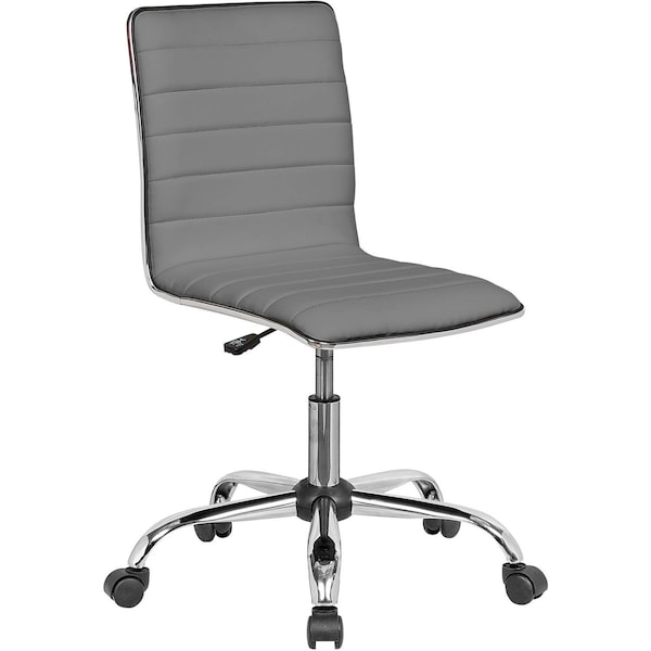 Global Industrial Interion Antimicrobial Armless Synthetic Leather Chair, Gray - 695857GY-AM