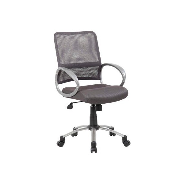 Boss Office Products Boss Mesh Back Office Chair with Arms - Fabric - Mid Back - Charcoal - B6416-CG