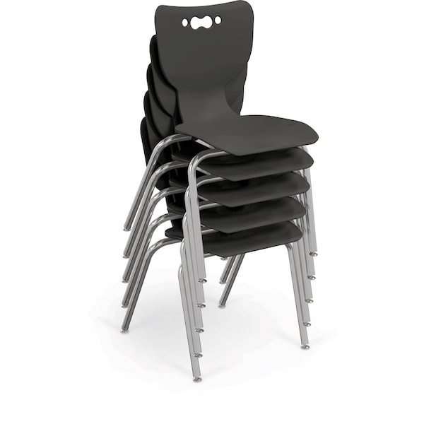 Mooreco Hierarchy School Chair, 4 Leg, 16" Chrome Frame, Black Armless Shell, PK5 - 53316-5-BLACK-NA-CH