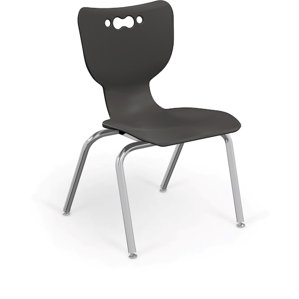 Mooreco Hierarchy School Chair, 4 Leg, 16" Chrome Frame, Black Armless Shell, PK5 - 53316-5-BLACK-NA-CH