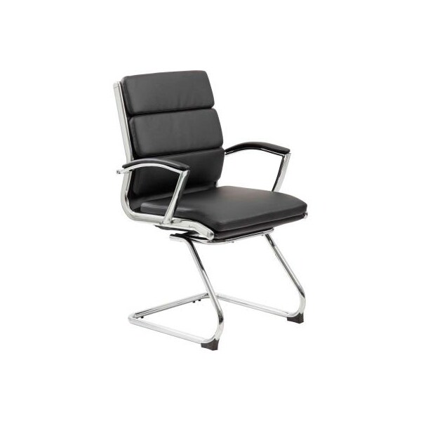 Boss Office Products Boss Reception Guest Chair with Arms - Vinyl - Mid Back - Black - B9479-BK