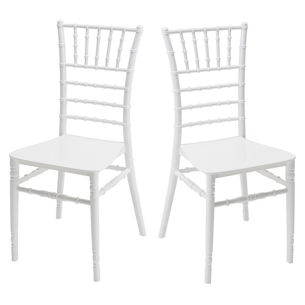 Rainbow Outdoor Tiffany Set of 2 Stackable Side chair w/cushion-White - RBO-TIFFANY-WHT-SC-SET2