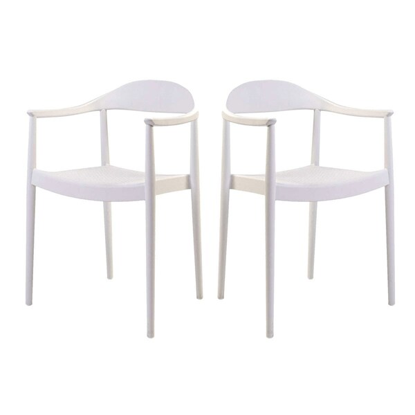 Rainbow Outdoor Kennedy Set of 2 Stackable Armchair-White - RBO-KENNEDY-WHT-AC-SET2