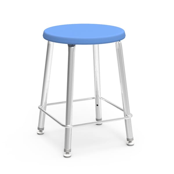 Virco 120 Series 18" Stool, 5th Grade - Adult with Nylon Glides - Sky Blue Seat - 12018