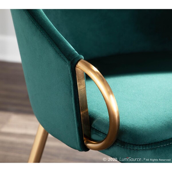 Lumisource Claire Chair in Gold Metal and Emerald Green Velvet - CH-CLAIRE AUVGN