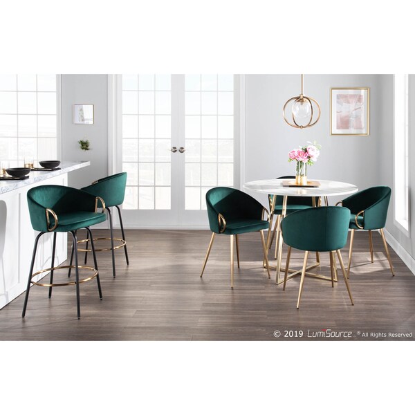 Lumisource Claire Chair in Gold Metal and Emerald Green Velvet - CH-CLAIRE AUVGN