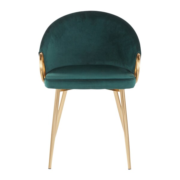 Lumisource Claire Chair in Gold Metal and Emerald Green Velvet - CH-CLAIRE AUVGN