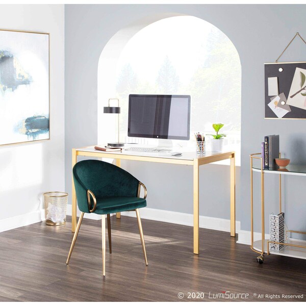 Lumisource Claire Chair in Gold Metal and Emerald Green Velvet - CH-CLAIRE AUVGN