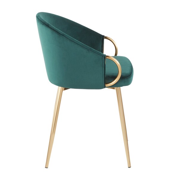 Lumisource Claire Chair in Gold Metal and Emerald Green Velvet - CH-CLAIRE AUVGN