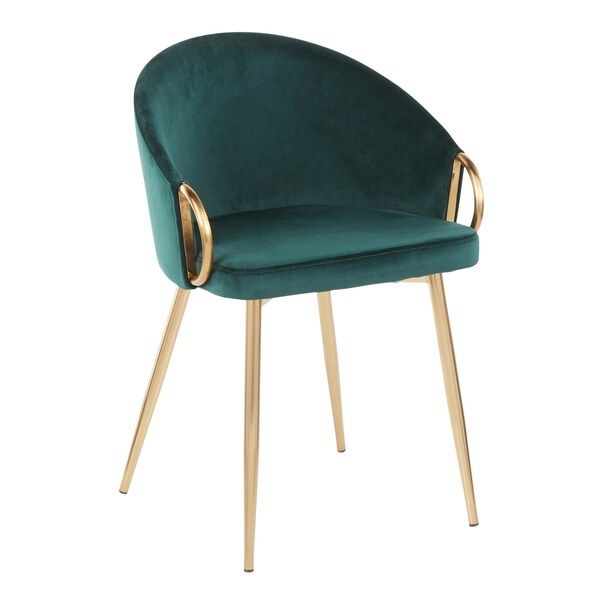 Lumisource Claire Chair in Gold Metal and Emerald Green Velvet - CH-CLAIRE AUVGN