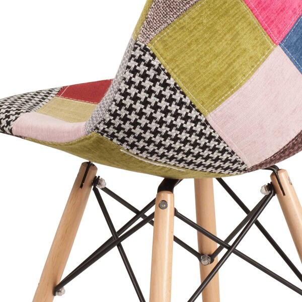 Flash Furniture Elon Series Milan Patchwork Fabric Chair with Wooden Legs - 2-FH-130-DCV1-D-GG