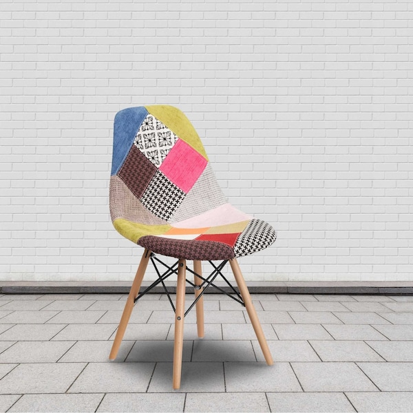 Flash Furniture Elon Series Milan Patchwork Fabric Chair with Wooden Legs - 2-FH-130-DCV1-D-GG