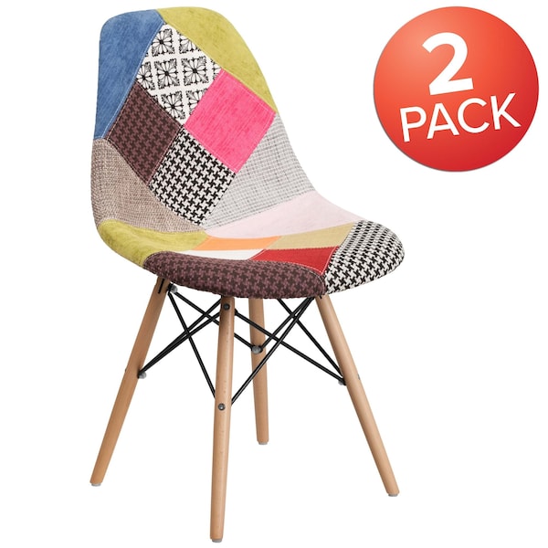 Flash Furniture Elon Series Milan Patchwork Fabric Chair with Wooden Legs - 2-FH-130-DCV1-D-GG
