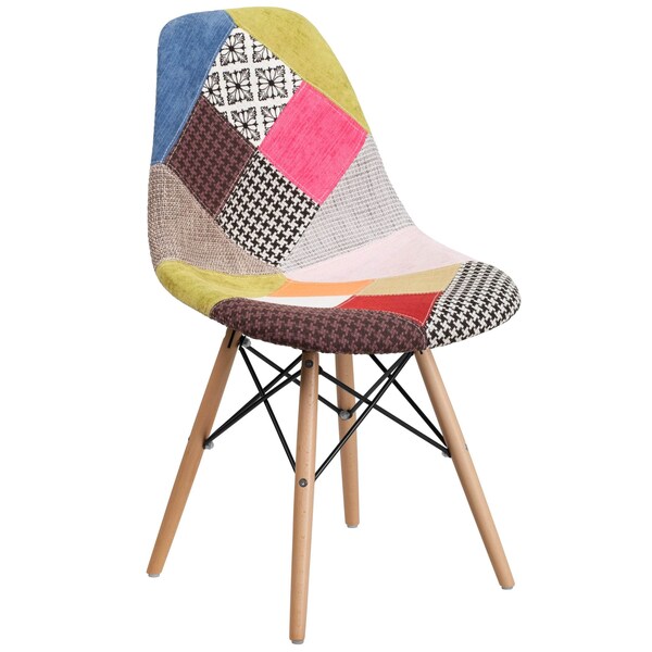 Flash Furniture Elon Series Milan Patchwork Fabric Chair with Wooden Legs - 2-FH-130-DCV1-D-GG