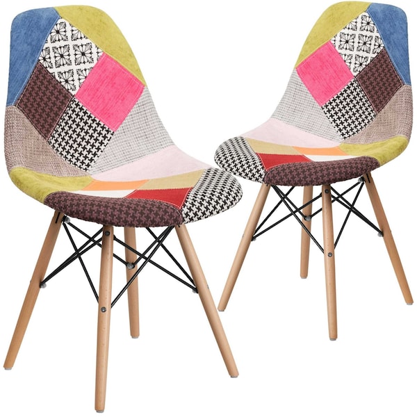 Flash Furniture Elon Series Milan Patchwork Fabric Chair with Wooden Legs - 2-FH-130-DCV1-D-GG