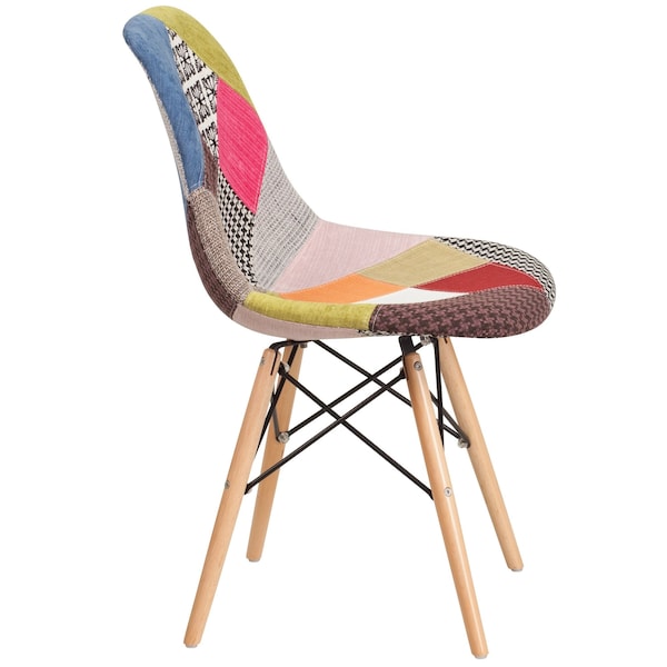 Flash Furniture Elon Series Milan Patchwork Fabric Chair with Wooden Legs - 2-FH-130-DCV1-D-GG