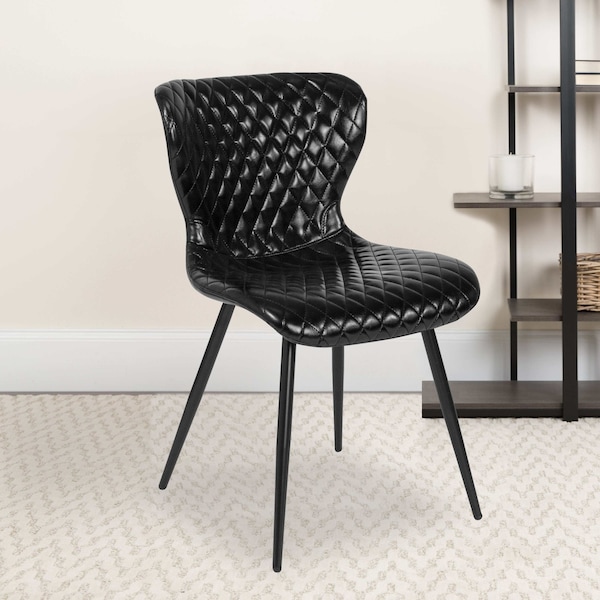Flash Furniture Bristol Contemporary Upholstered Chair in Black Vinyl, PK4 - 4-LF-9-07A-BLK-GG
