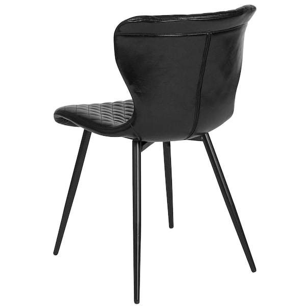 Flash Furniture Bristol Contemporary Upholstered Chair in Black Vinyl, PK4 - 4-LF-9-07A-BLK-GG