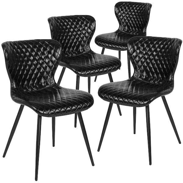 Flash Furniture Bristol Contemporary Upholstered Chair in Black Vinyl, PK4 - 4-LF-9-07A-BLK-GG