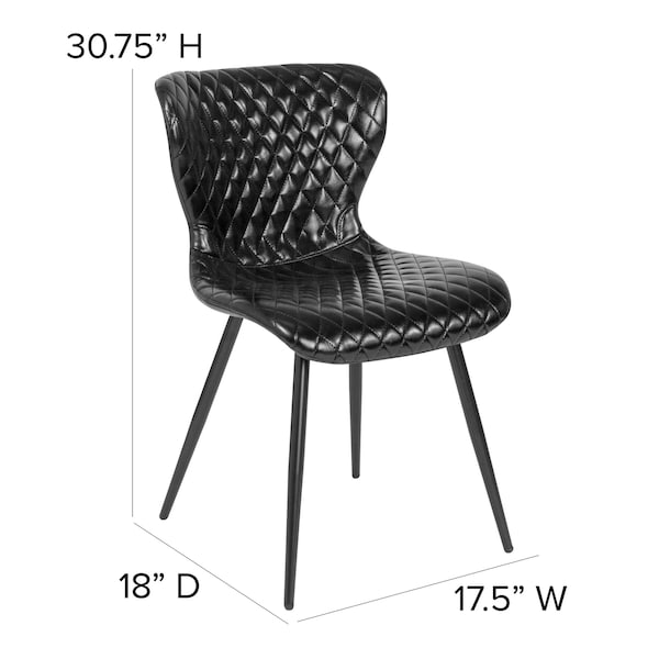 Flash Furniture Bristol Contemporary Upholstered Chair in Black Vinyl, PK4 - 4-LF-9-07A-BLK-GG