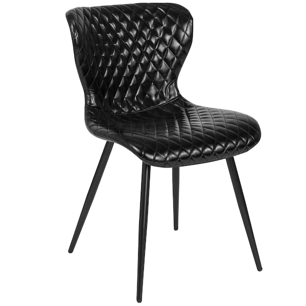 Flash Furniture Bristol Contemporary Upholstered Chair in Black Vinyl, PK4 - 4-LF-9-07A-BLK-GG