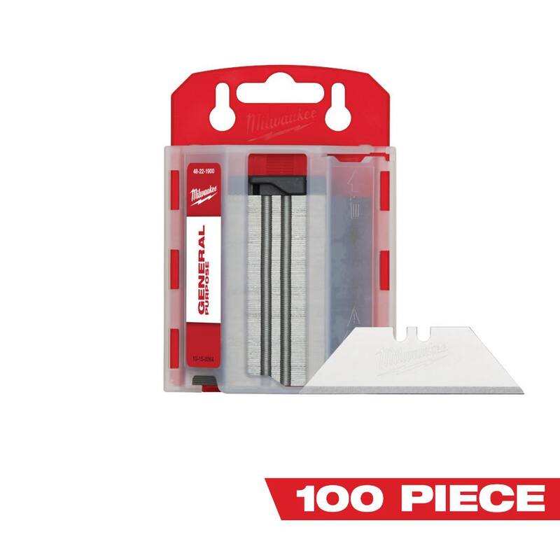 Milwaukee FASTBACK Folding Utility Knife with General Purpose Utility Blades and Dispenser - 48-22-1501-48-22-1900