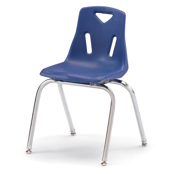 Jonti-Craft Berries Stacking Chairs with Chrome-Plated Legs, 18 in. Ht, Set of 6, Blue - 8148JC6003