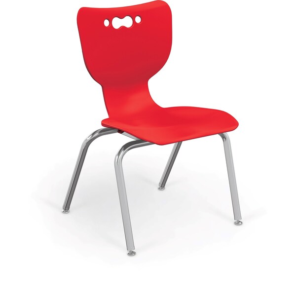Mooreco Hierarchy School Chair, 4 Leg, 16" Chrome Frame, Red Armless Shell, PK5 - 53316-5-RED-NA-CH