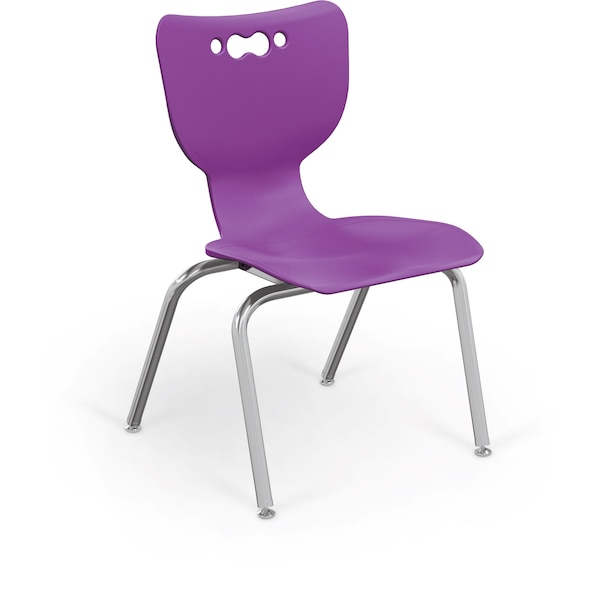 Mooreco Hierarchy School Chair, 4 Leg, 16" Chrome Frame, Purple Armless Shell, PK5 - 53316-5-PURPLE-NA-CH
