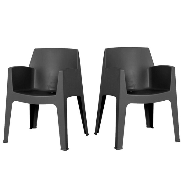 Rainbow Outdoor Stone Set of 4 Stackable Armchair-Anthracite - RBO-STONE-ANT-AC-SET4