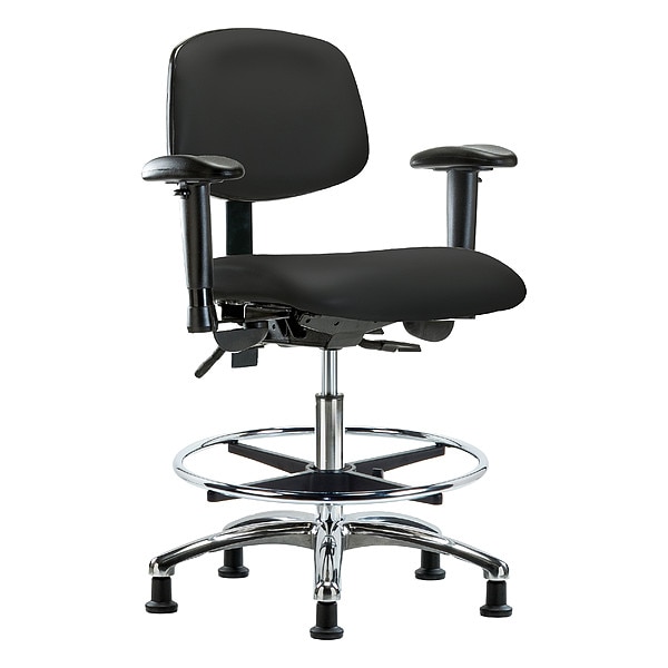 Zoro Select Medium Bench Chair Ergonomic Chair, Adjustable Arms, 21-1/2" to 29" Height, Vinyl, Black - BR-VMBCH-CR-T0-A1-CF-RG-8540