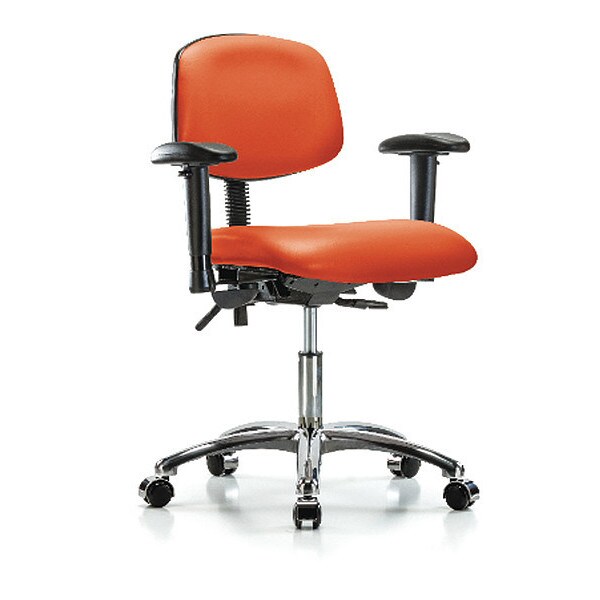 Blue Ridge Ergonomics Desk Chair Desk Chair, Vinyl, Chr AA Casters, Orange, Adjustable Arms, 18" to 23" Height, Vinyl - BR-VDHCH-CR-T0-A1-CC-8613