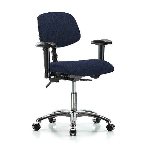 Blue Ridge Ergonomics Desk Chair Desk Chair, Fabric, Chrome AA Casters, Nav, Adjustable Arms, 19" to 24" Height, Fabric - BR-FDHCH-CR-T0-A1-CC-F45
