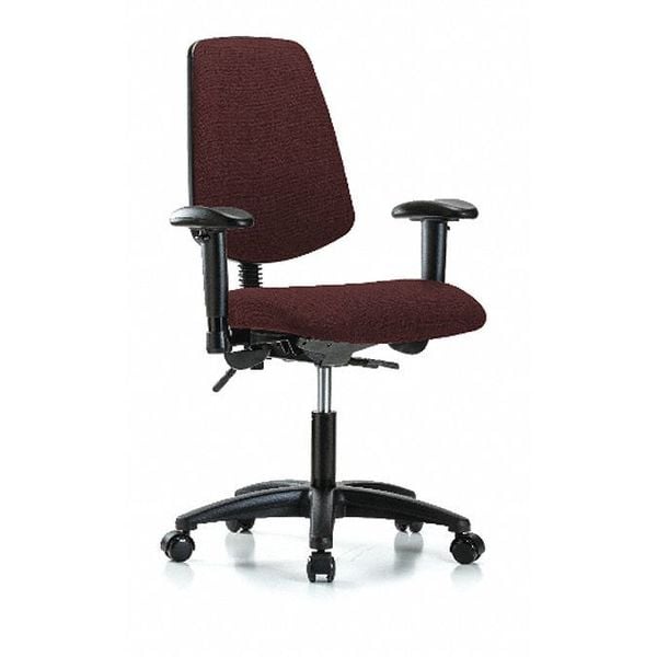 Blue Ridge Ergonomics Desk Chair Fab Desk Chair, Med, Bk, Cast, Bur, Adjustable Arms, 19" to 24" Height, Fabric, Burgundy - BR-FDHCH-MB-RG-T1-A1-RC-F41
