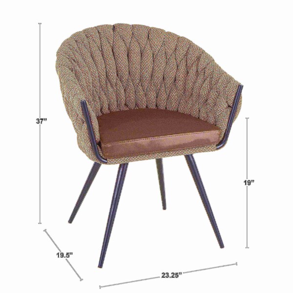 Lumisource Braided Matisse Chair in Grey Faux Leather and Blue Fabric - CH-BRAIDMAT BKBU