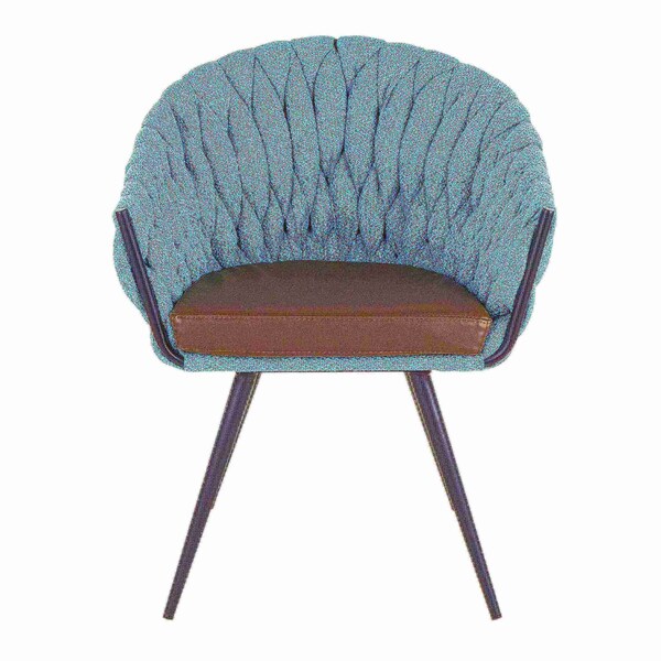 Lumisource Braided Matisse Chair in Grey Faux Leather and Blue Fabric - CH-BRAIDMAT BKBU