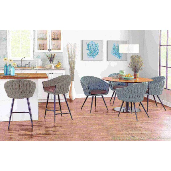 Lumisource Braided Matisse Chair in Grey Faux Leather and Blue Fabric - CH-BRAIDMAT BKBU