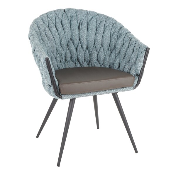 Lumisource Braided Matisse Chair in Grey Faux Leather and Blue Fabric - CH-BRAIDMAT BKBU