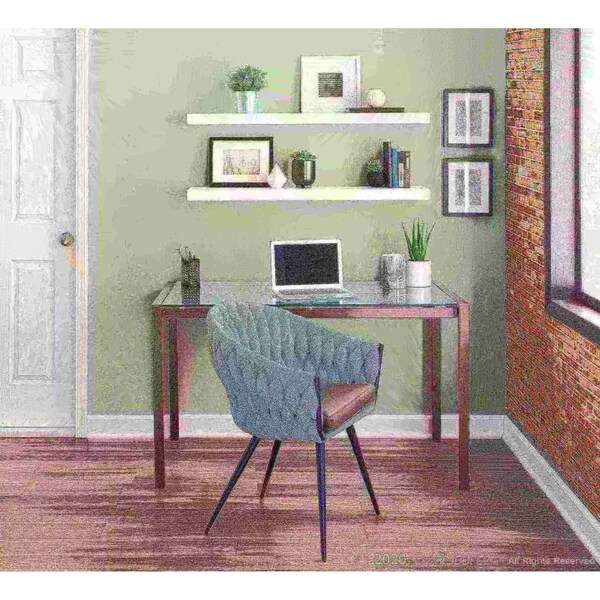 Lumisource Braided Matisse Chair in Grey Faux Leather and Blue Fabric - CH-BRAIDMAT BKBU