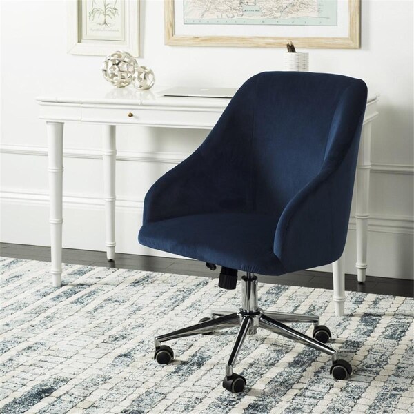 Safavieh Adrienne Velvet Chrome Leg Swivel Office Chair, Navy - OCH4501B