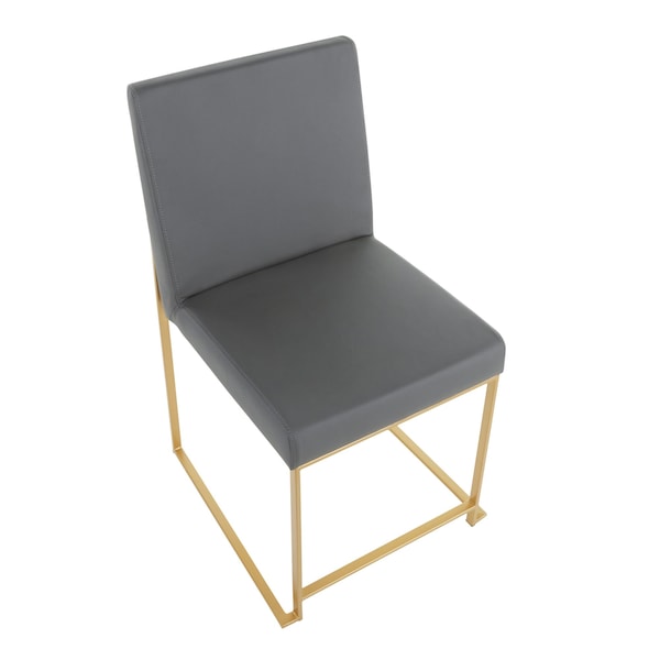 Lumisource High Back Fuji Dining Chair in Gold and Grey Faux Leather, PK 2 - DC-HBFUJI AUGY2